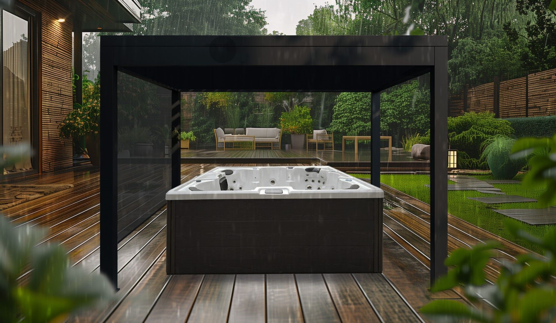 Aluminium-Pergola mit Whirlpool